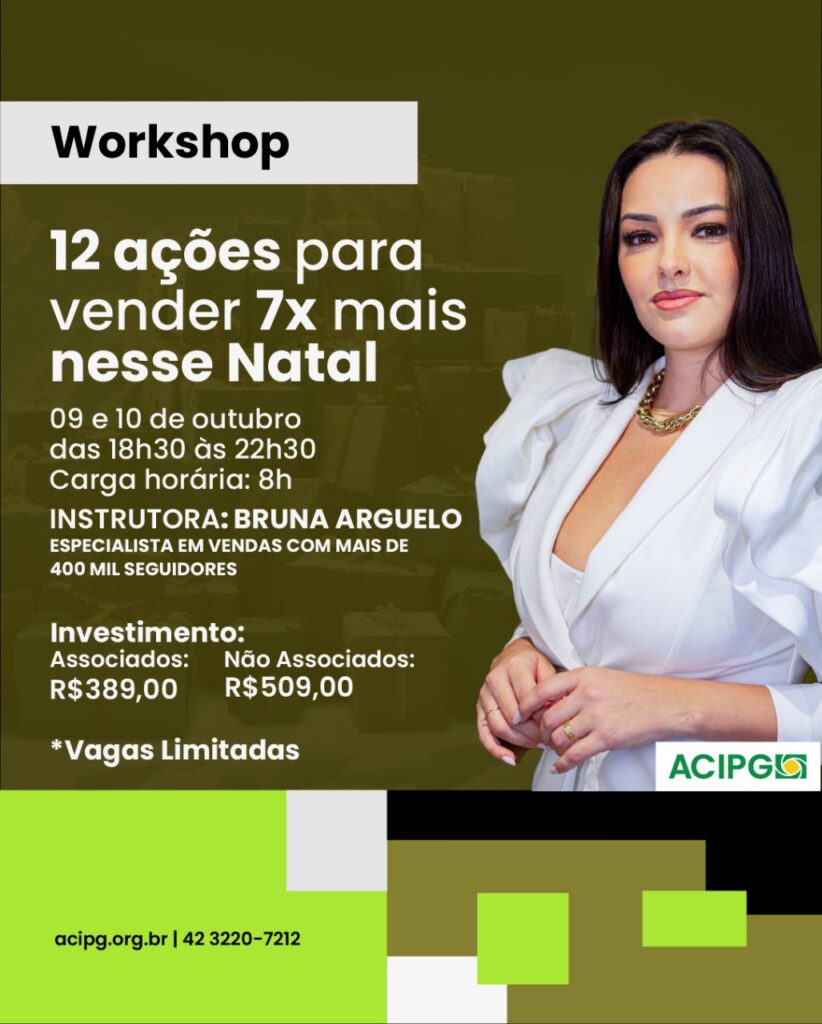 ACIPG) realizará um curso que ensina como vender mais no Natal, ministrado por uma das maiores referências em vendas do mundo.