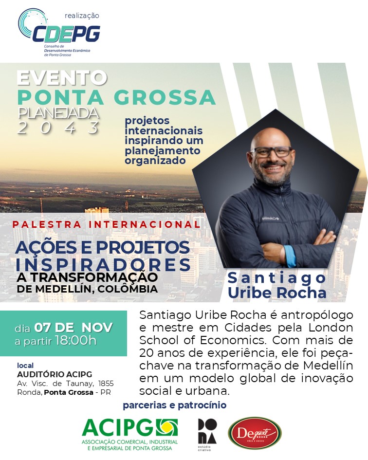 A Associação Comercial, Industrial e Empresarial de Ponta Grossa (ACIPG) receberá, na próxima quinta-feira (07), uma palestra que aborda o futuro da cidade. O evento “2043: Construindo Ponta Grossa do Futuro Hoje”