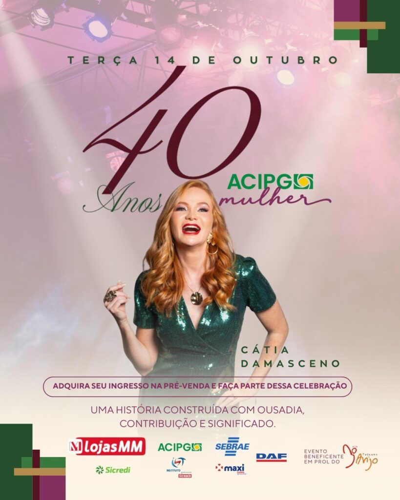 A ACIPG Mulher celebra quatro décadas de história com um evento especial no dia 14 de outubro de 2025, das 19h às 22h, na sede da Associação Comercial, Industrial e Empresarial de Ponta Grossa. Sob o tema "40 anos da ACIPG Mulher — um marco de conexão, inspiração e protagonismo feminino