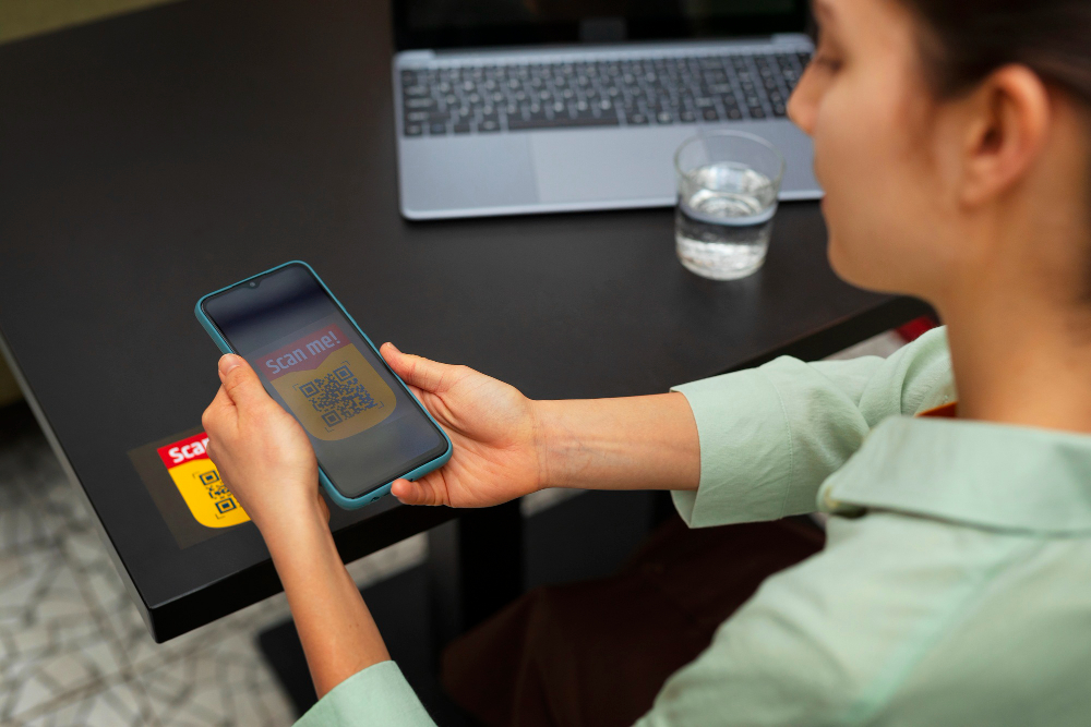 
Side view woman reading menu in restaurant